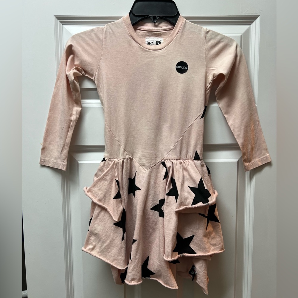 Nununu Layered Powder Pink w/ Black Stars Dress Size 6-7